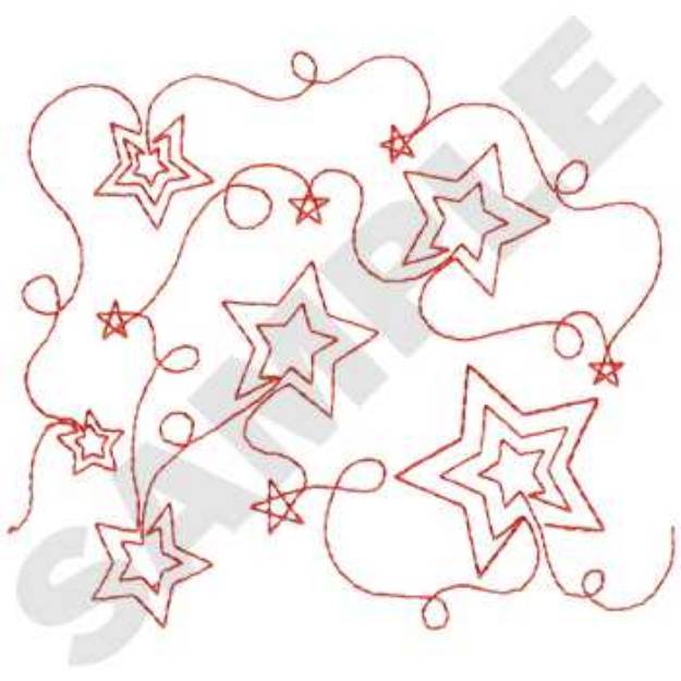 Picture of Embellished Stars Machine Embroidery Design