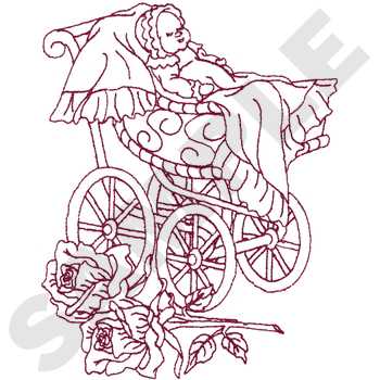 Victorian Baby Buggy Machine Embroidery Design