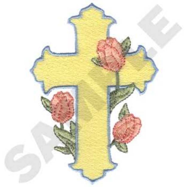 Picture of Tulip Cross Machine Embroidery Design