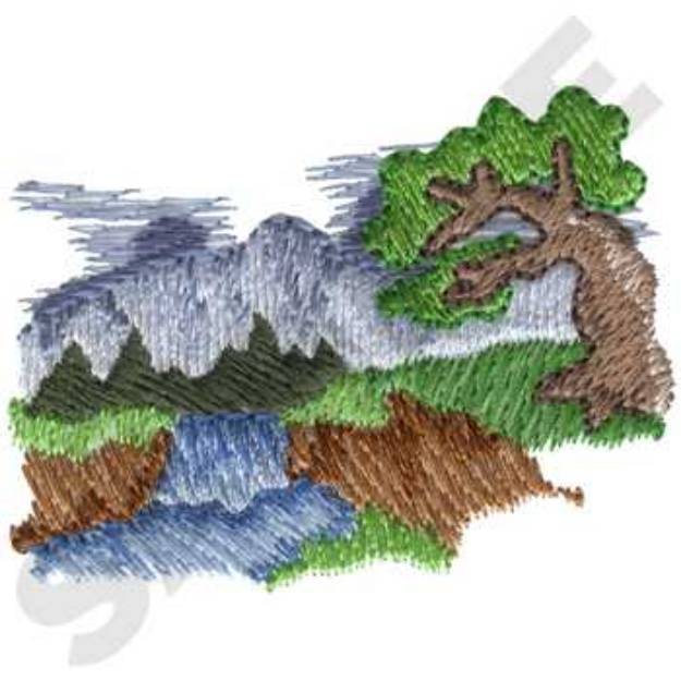 Picture of Waterfall Scene Machine Embroidery Design