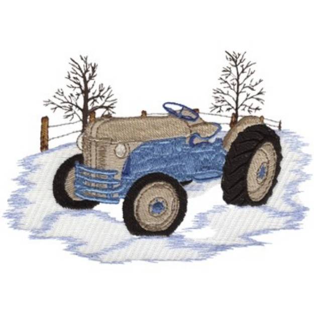 Picture of Tractor In The Snow Machine Embroidery Design