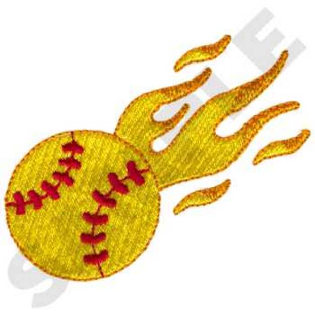 Picture of Flaming Softball Machine Embroidery Design