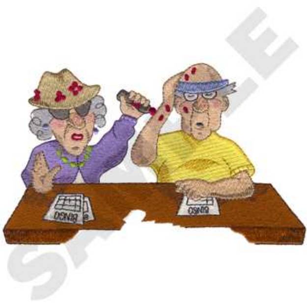 Picture of Madge And Pete At Bingo Machine Embroidery Design