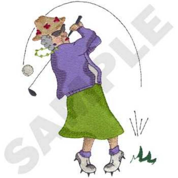 Picture of Madge Plays Golf Machine Embroidery Design