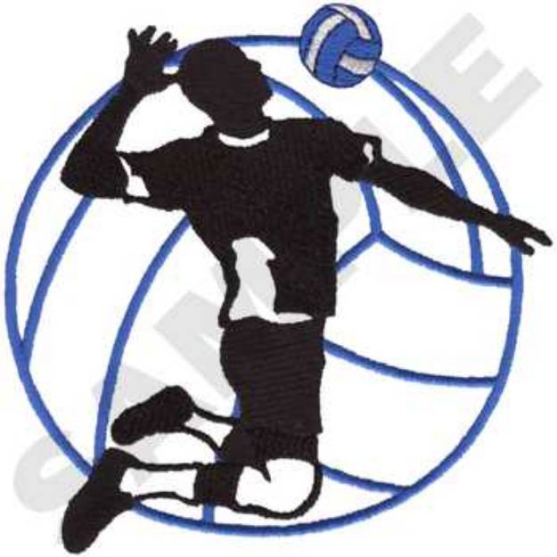 Picture of Male Volleyball Silhouette Machine Embroidery Design