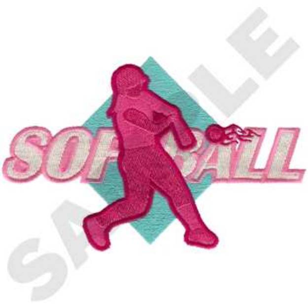 Picture of Girls Softball Machine Embroidery Design