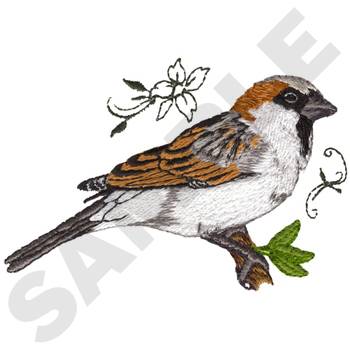 House Sparrow Machine Embroidery Design