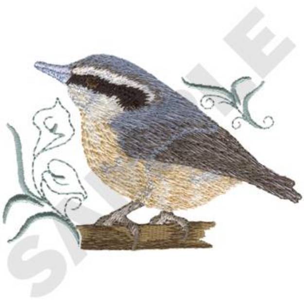 Picture of Red Breasted Nuthatch Machine Embroidery Design