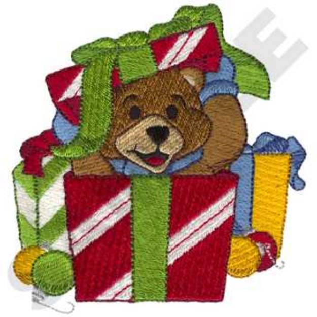 Picture of Bear W/presents Machine Embroidery Design