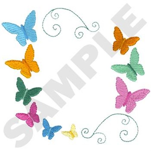 Butterflies Frame Machine Embroidery Design