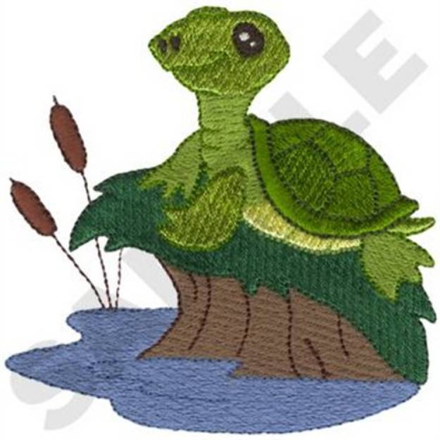 Picture of Turtle On Island Machine Embroidery Design