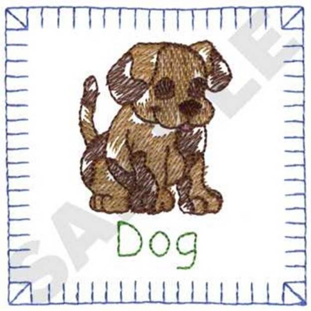 Picture of Dog Quilt Square Machine Embroidery Design