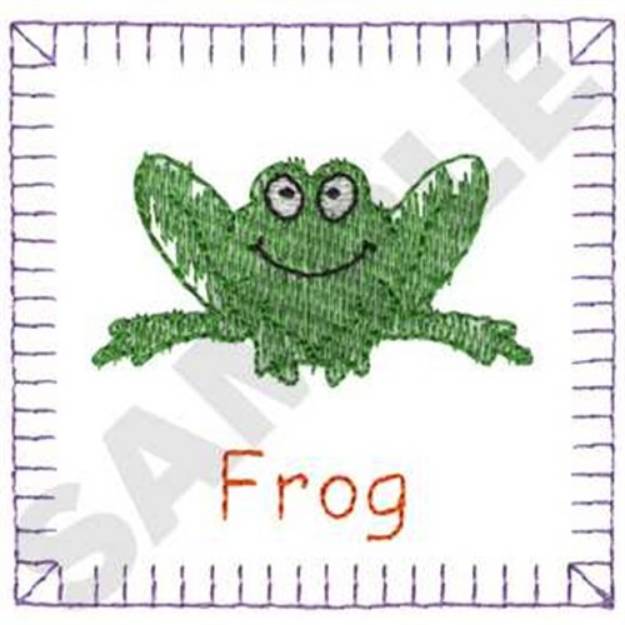 Picture of Frog Quilt Square Machine Embroidery Design