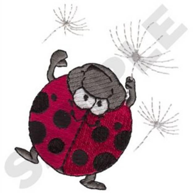 Picture of Boy Ladybug Dandelion Seed Machine Embroidery Design