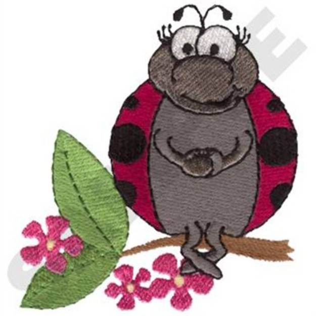 Picture of Girl Ladybug On Branch Machine Embroidery Design