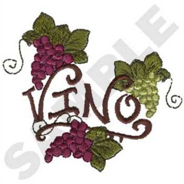 Picture of Vino With Grapes Machine Embroidery Design