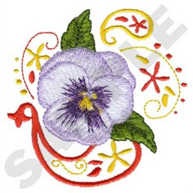 Picture of Pansy With Paisley Machine Embroidery Design