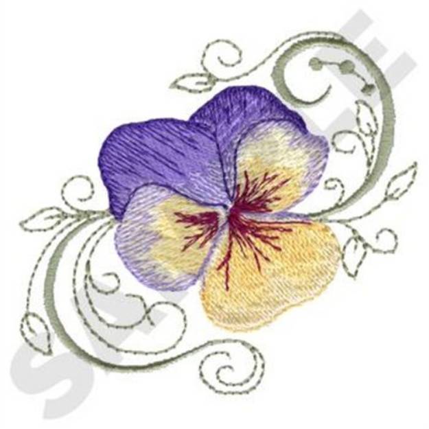 Picture of Pansy With Swirls Machine Embroidery Design