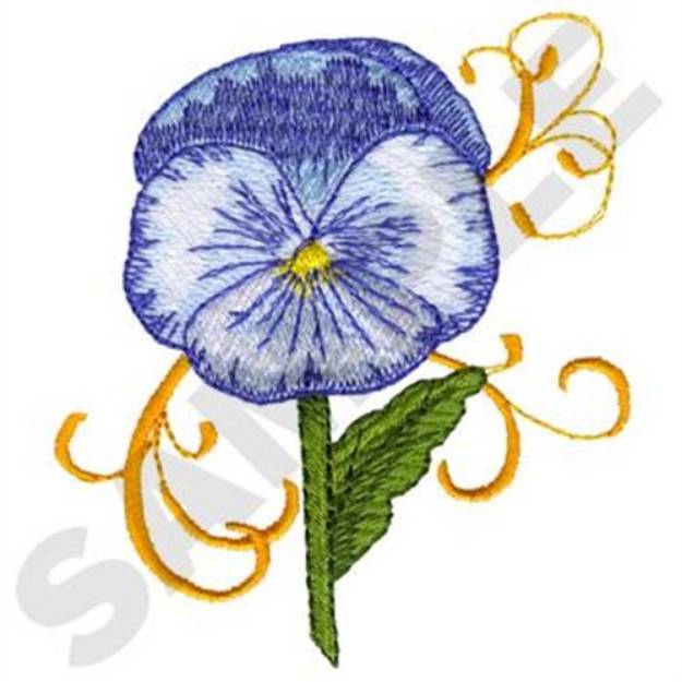 Picture of Blue Pansy Machine Embroidery Design