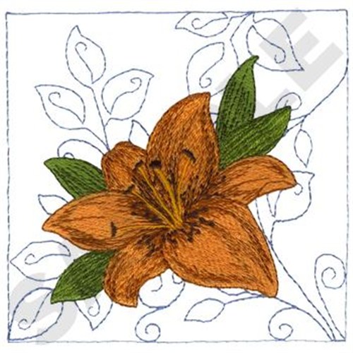 Lily Quilt Square Machine Embroidery Design