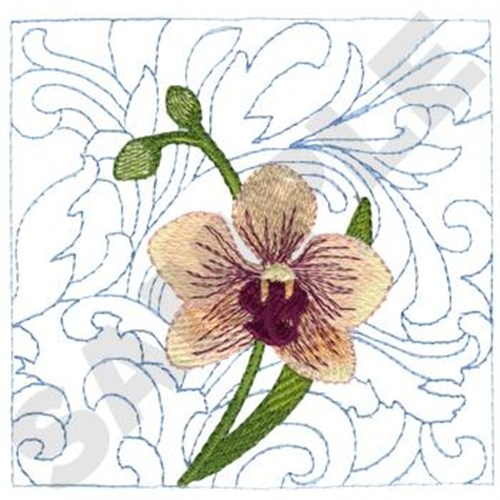Orchid Quilt Square Machine Embroidery Design