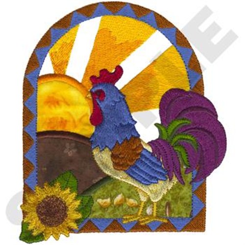 Rooster Applique Machine Embroidery Design