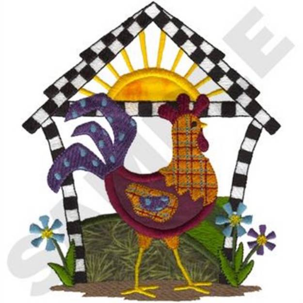 Picture of Rooster Applique Machine Embroidery Design