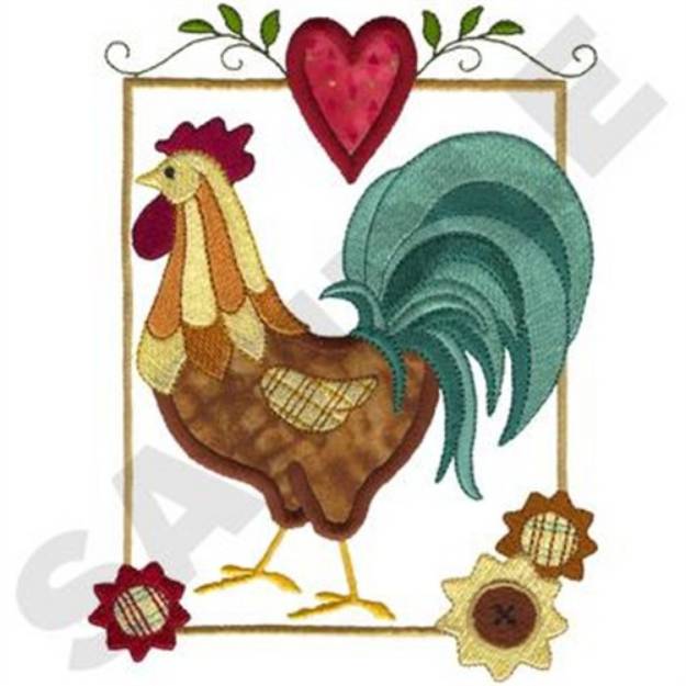 Picture of Rooster Applique Machine Embroidery Design