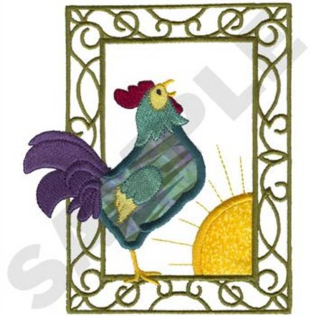 Picture of Crowing Rooster Applique Machine Embroidery Design