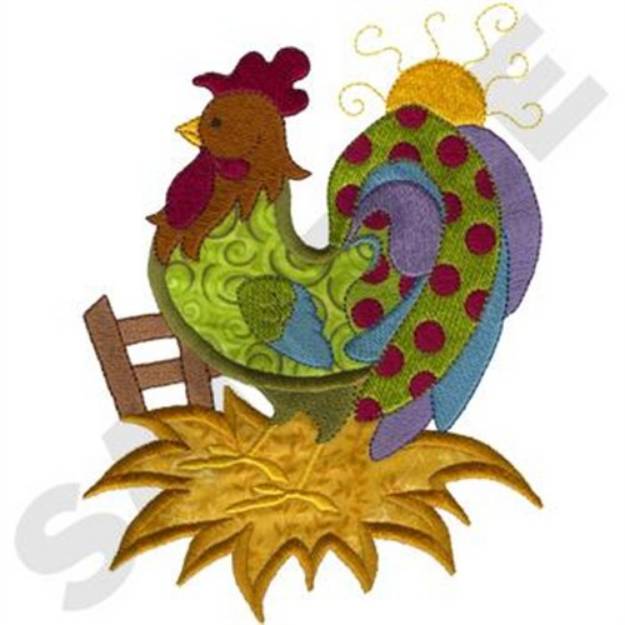 Picture of Rooster Applique Machine Embroidery Design