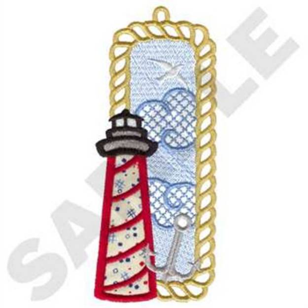 Picture of Lighthouse Bookmark Applique Machine Embroidery Design