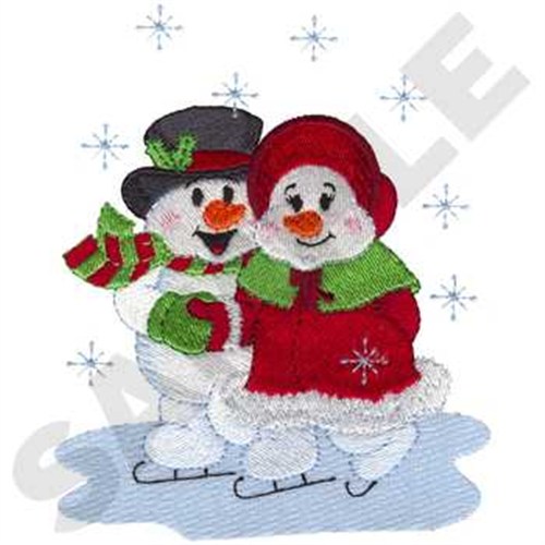 Snow Couple Ice Skating Machine Embroidery Design