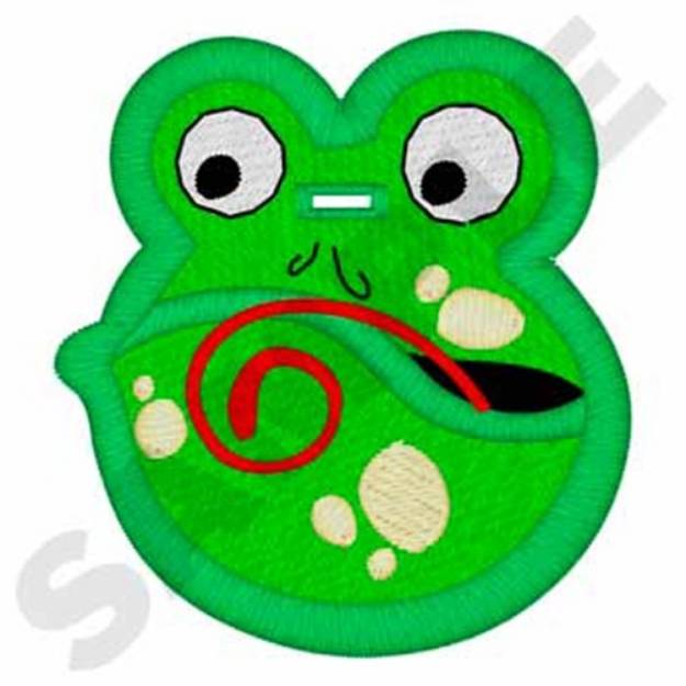 Picture of Frog Head Tag Machine Embroidery Design