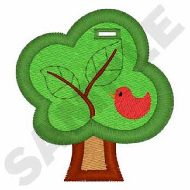 Picture of Bird in Tree Tag Machine Embroidery Design