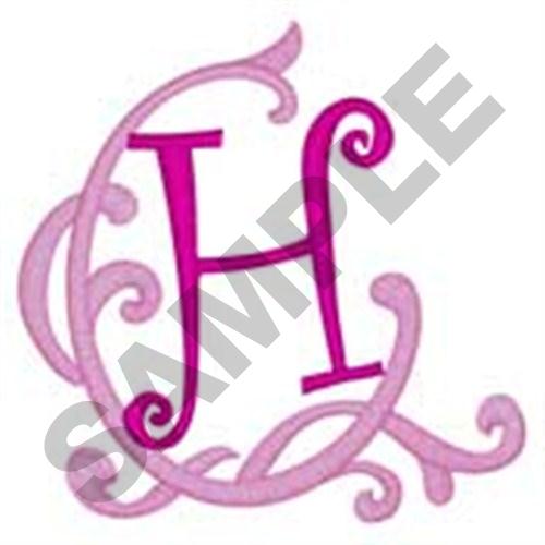 Pink Scroll H Machine Embroidery Design