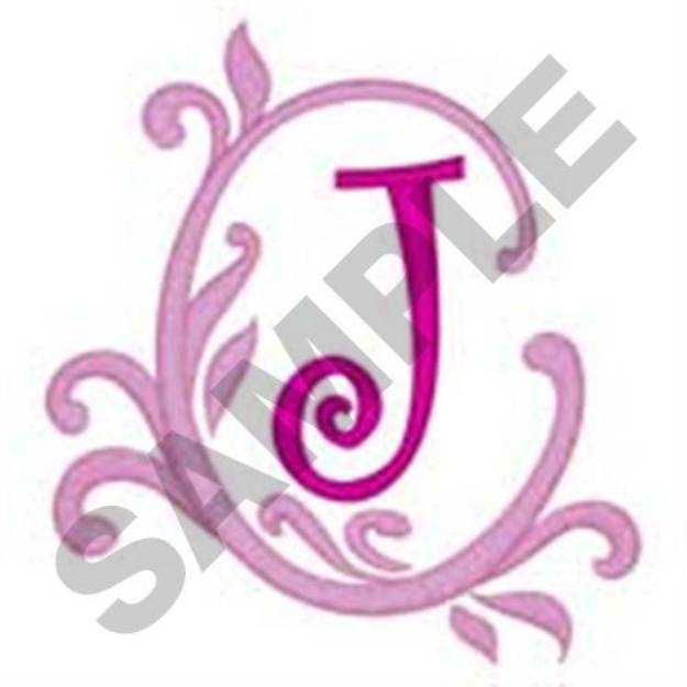 Picture of Pink Scroll J Machine Embroidery Design