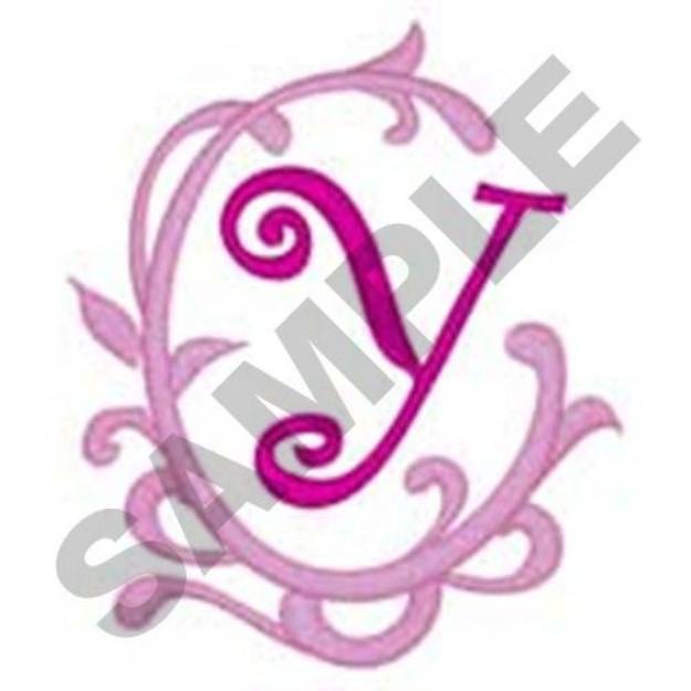 Picture of Pink Scroll Y Machine Embroidery Design