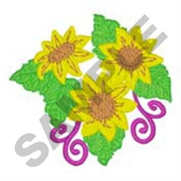 Picture of Small Sunflower Corner Machine Embroidery Design