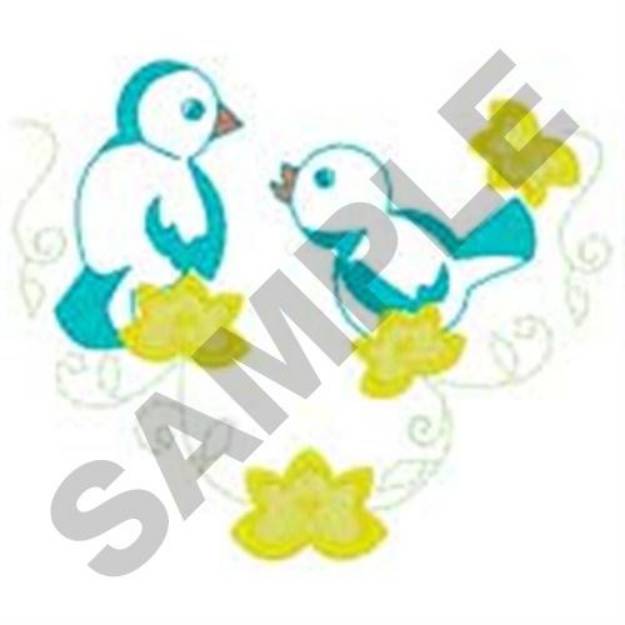 Picture of Flower Birds Corner Machine Embroidery Design