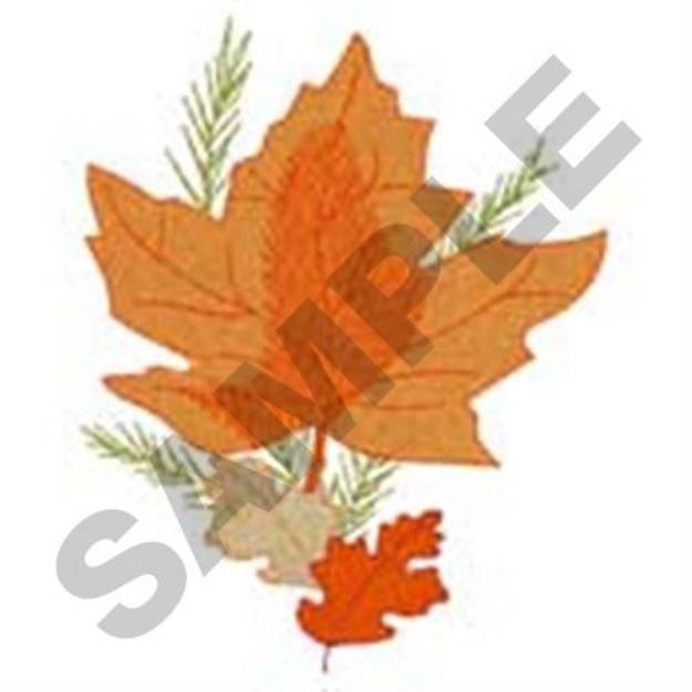 Picture of Mixed Leaves Corner Machine Embroidery Design