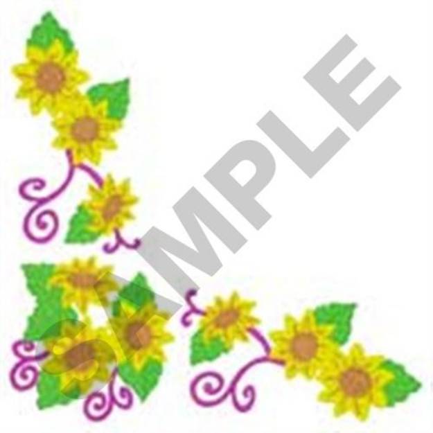 Picture of Napkin Sunflower Corner Machine Embroidery Design