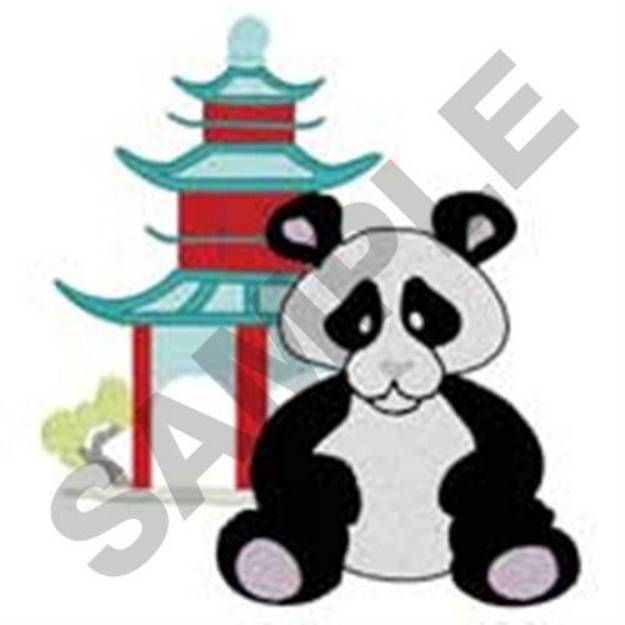 Picture of Panda With Temple Machine Embroidery Design