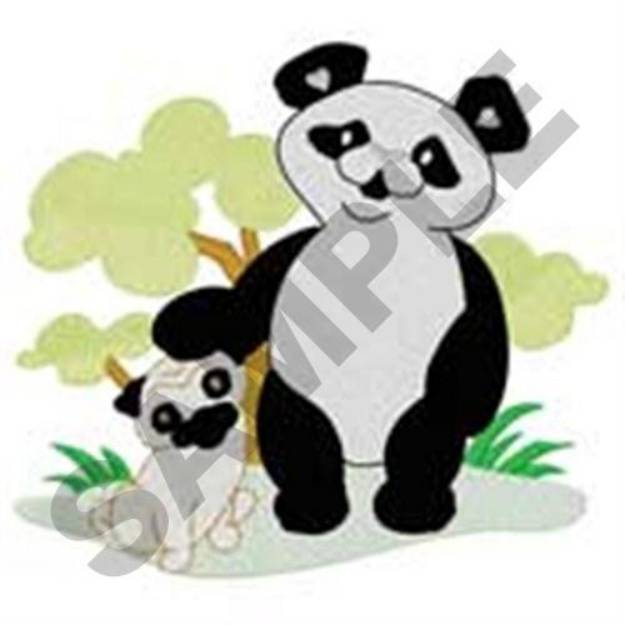 Picture of Panda Petting Puppy Machine Embroidery Design