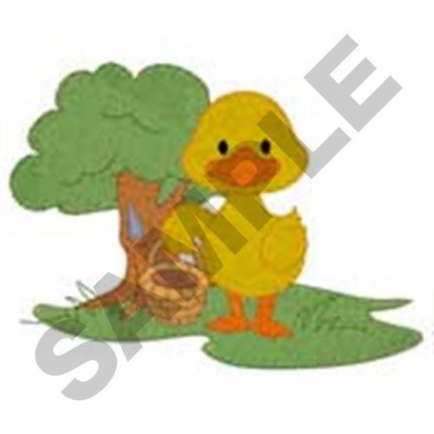 Picture of Duck Holding Basket Machine Embroidery Design