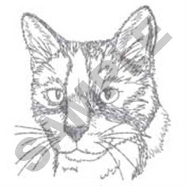 Picture of Tuxedo Cat Head Machine Embroidery Design