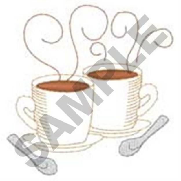 Picture of Steaming Coffee Mugs Machine Embroidery Design