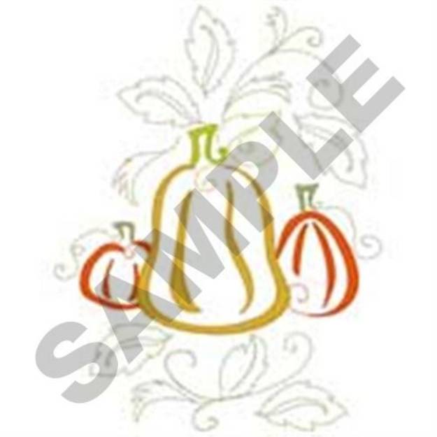 Picture of Pumpkins Leaves Machine Embroidery Design