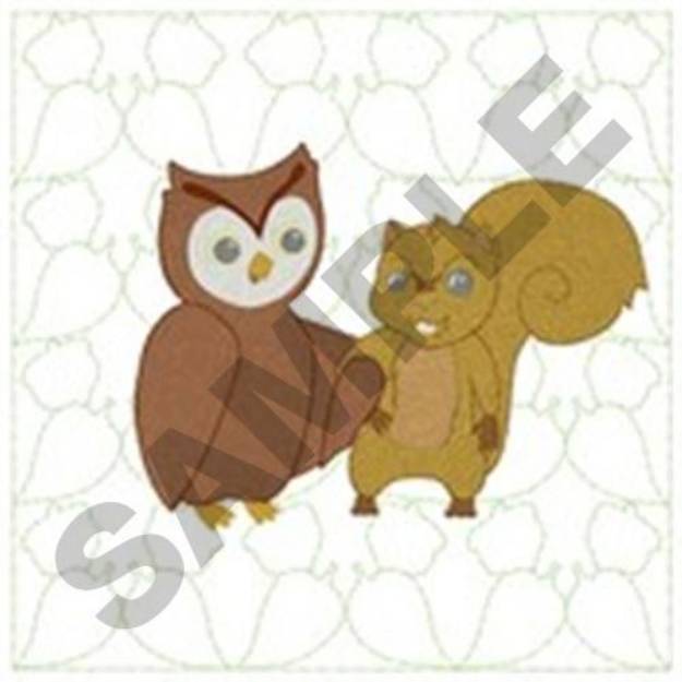 Picture of Owl Squirrel Quilt Machine Embroidery Design