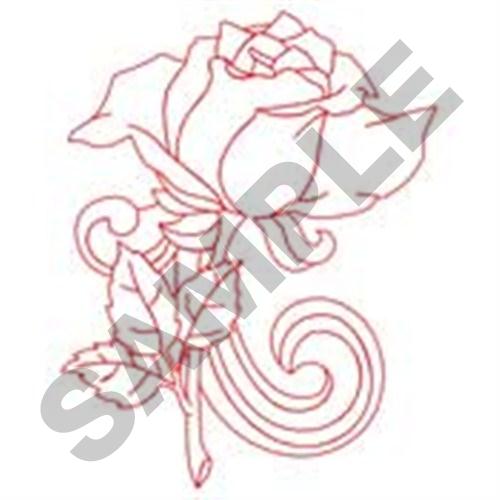 Rose with Scrolls Machine Embroidery Design