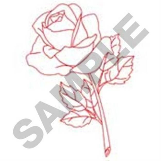 Picture of Stemmed Rose Machine Embroidery Design